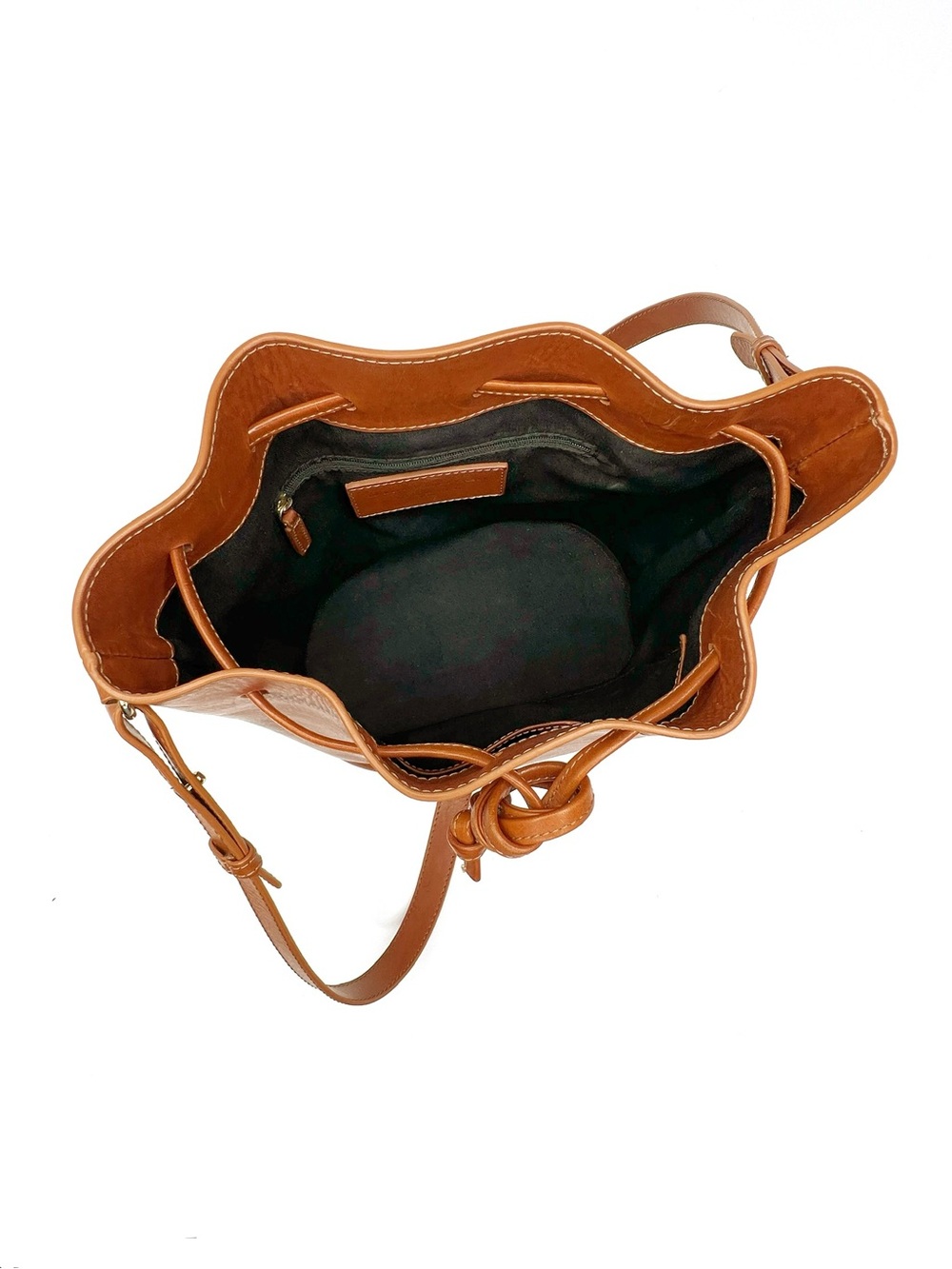 Sezane Farrow Bag Natural (Brown) Heritage Leather Bucket Shape Handbag - Picture 6 of 15